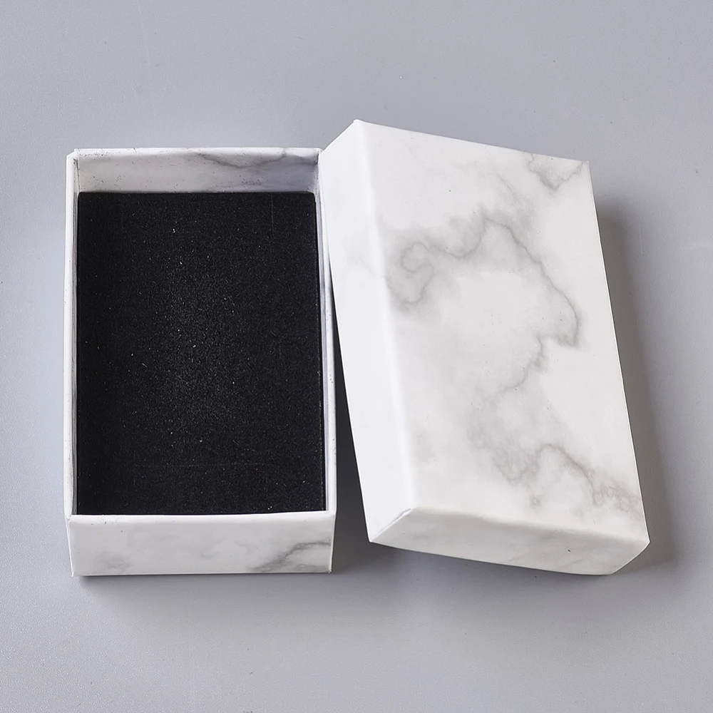24pcs White Rectangle Paper Cardboard Jewelry Boxes, 8.1x5.1x2.7cm for Rings Earrings Pendants Display & Storage