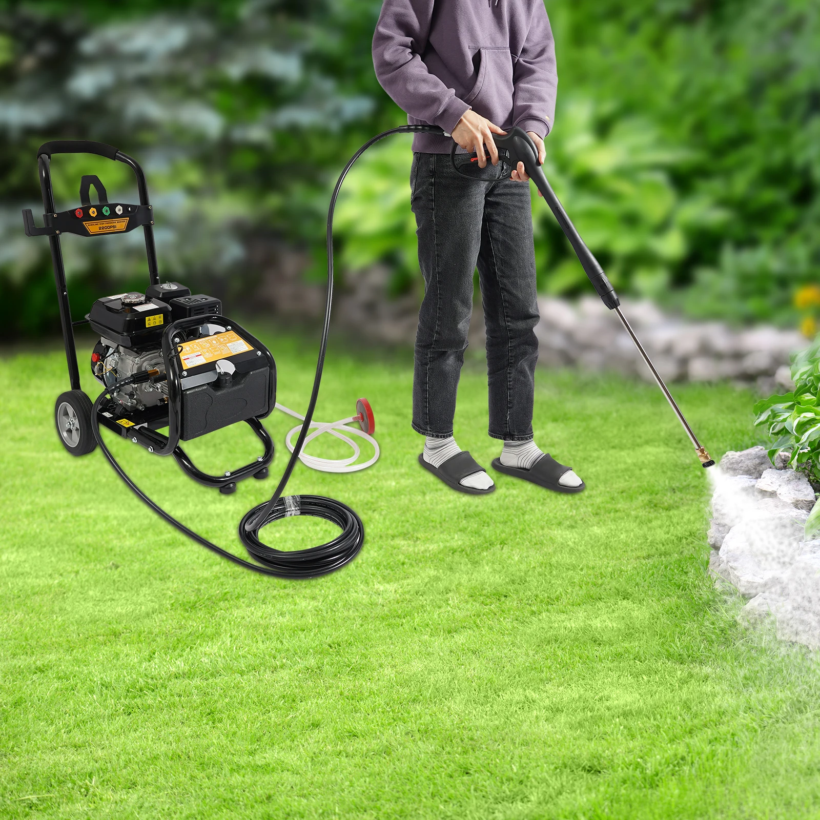 7마력 가솔린 고압 세척기 |   2600PSI(180Bar) 9LPM 유량, 8m 호스, 3.6L 연료 탱크
