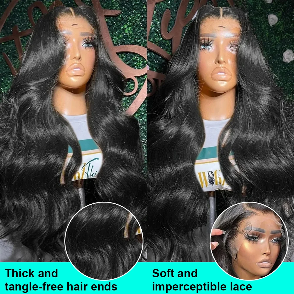 黒人女性のための透明なレースの人間の髪の毛のかつら,HD,赤ちゃんの髪で事前に摘み取られた,柔らかく,密度200%,13x6