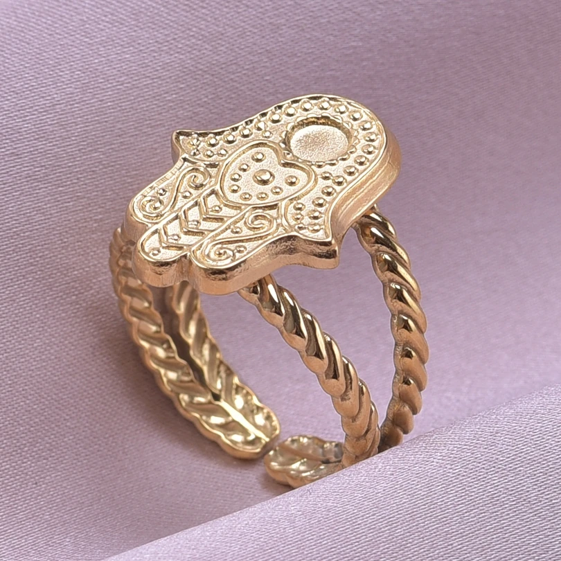 Anillos De Acero inoxidable para hombres y mujeres, joyería ajustable, estrella, mal De ojo, corazones, anillo De fiesta