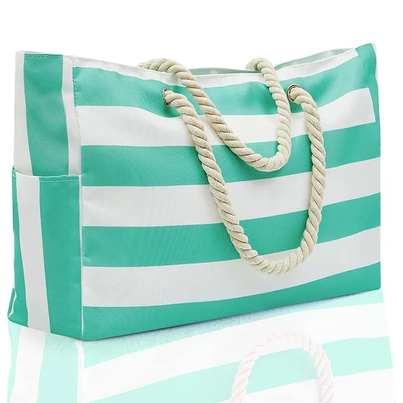 Women's Bag Outdoor Striped Large Organizer Shoulder Bag Fashion Cotton Tote Beach Bag Large Capacity Travel Bag Shopping Bag