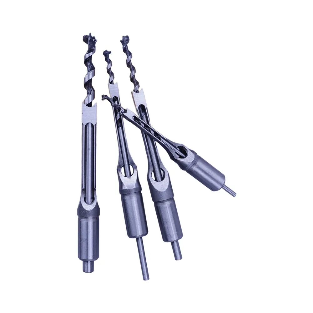Professional Mortise Chisel Set 1/4 5/16 3/8 1/2 Square Drill Bits for Mortising Solid Wood Plywood MDF Particleboard