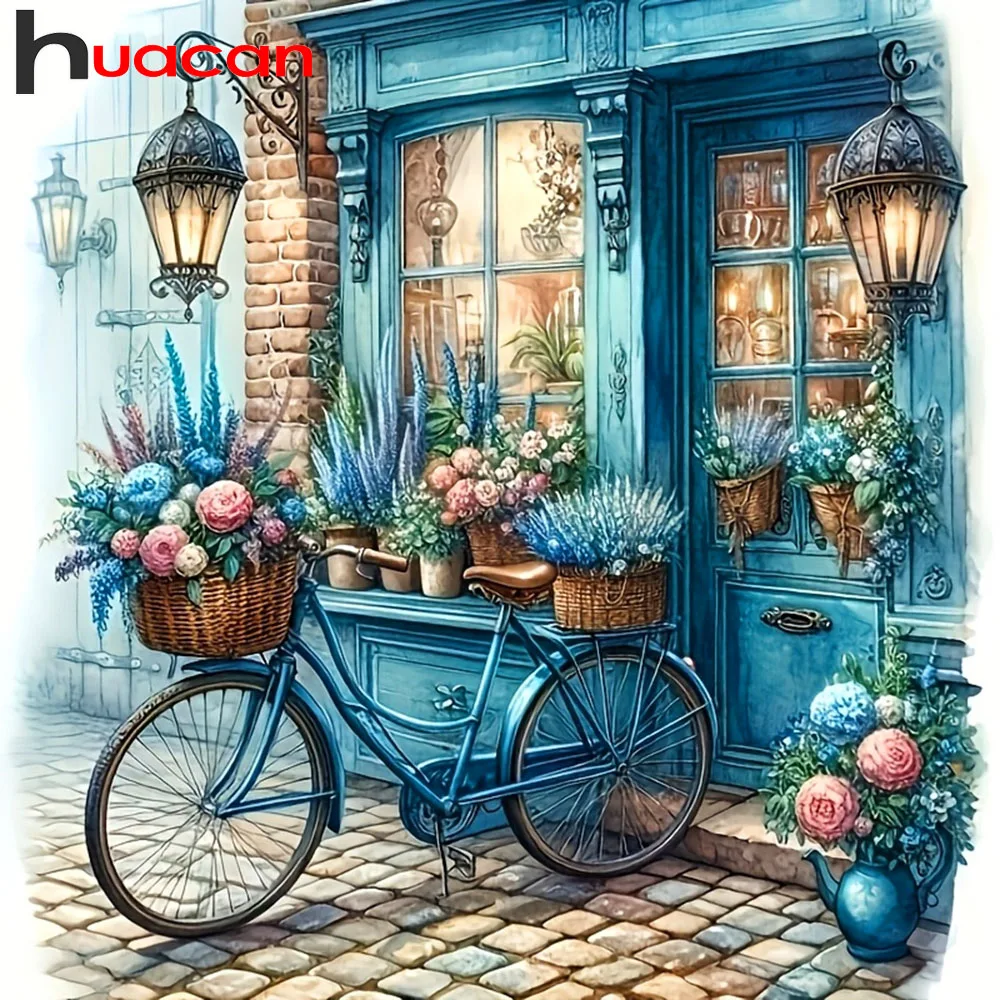 

Huacan Full Square Round Drill Diamond Painting Flower Bicycle Diamond Embroidery Landscape Complete Kit Handmade Gift