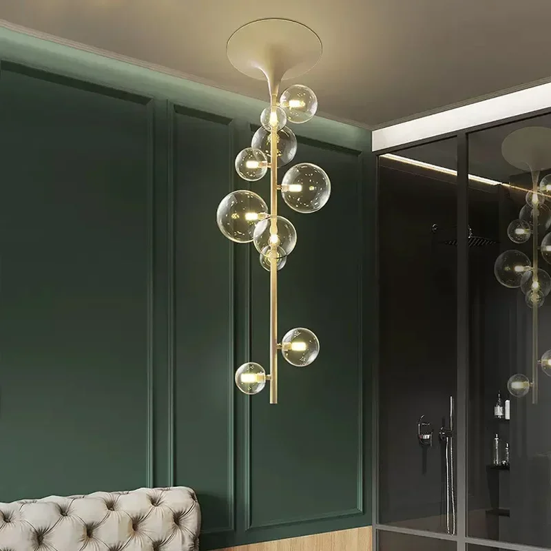 

SANDYHA Modern Glass Bubble LED Chandelier Pendant Lamp for Living Room Dining Bedroom Salon Home Decor Lampara Techo Lighting