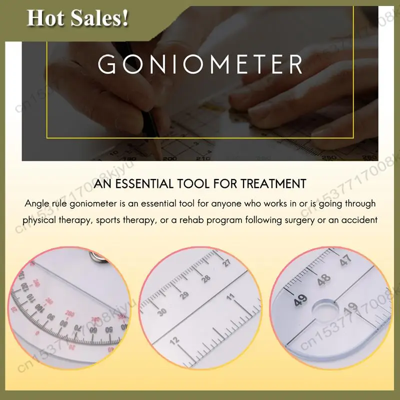 -A23G 3-Piece Goniometer 6/8/12 Inch Occupational Therapy Protractor Tool Measuring Angle Ruler 360 Degree Universal