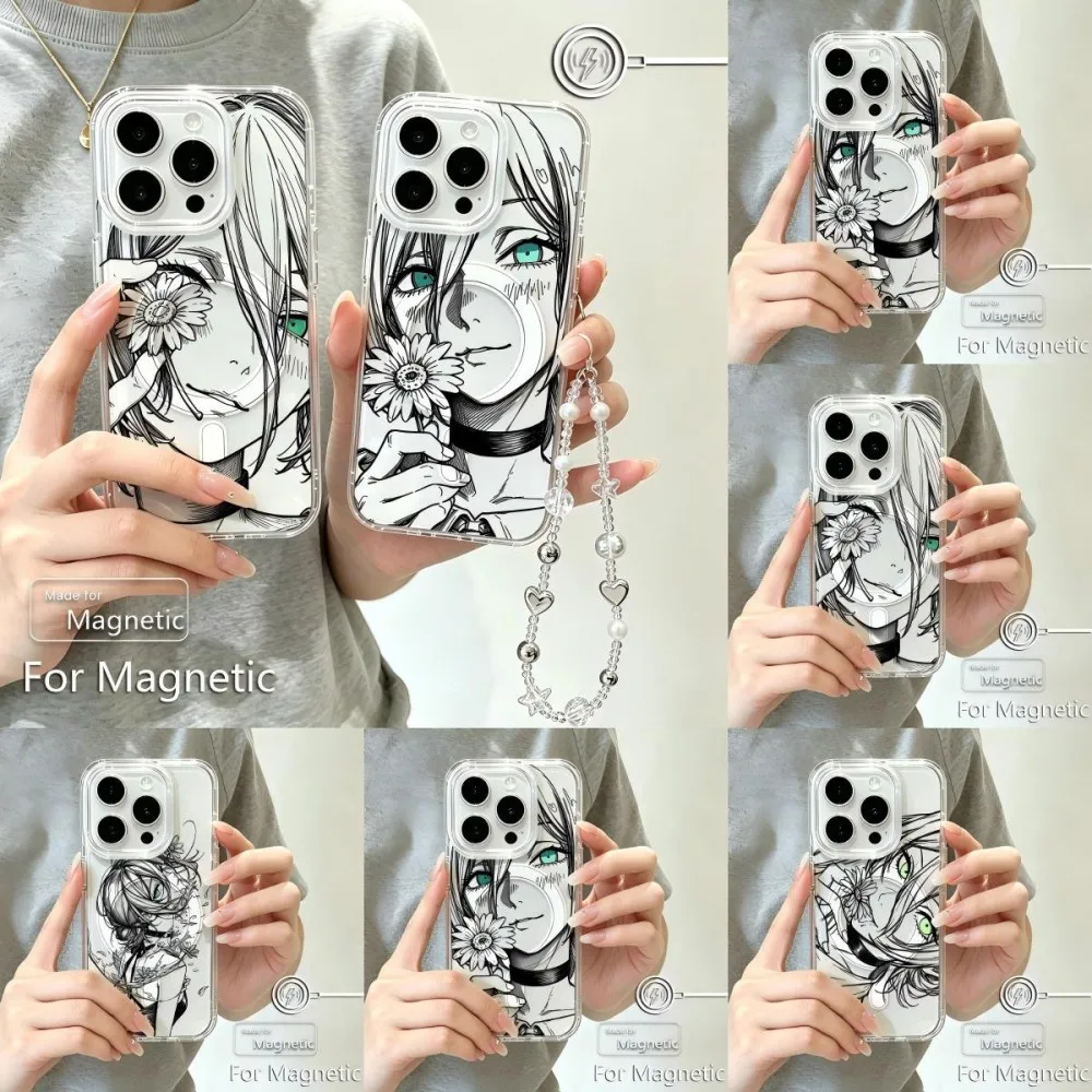Magnetic Phone Case for Samsung Galaxy S25 S24 S23 S22 S21 S20 FE Edge Plus Ultra 5G Soft Clear TPU Cover Chainsaws Mans Rezes