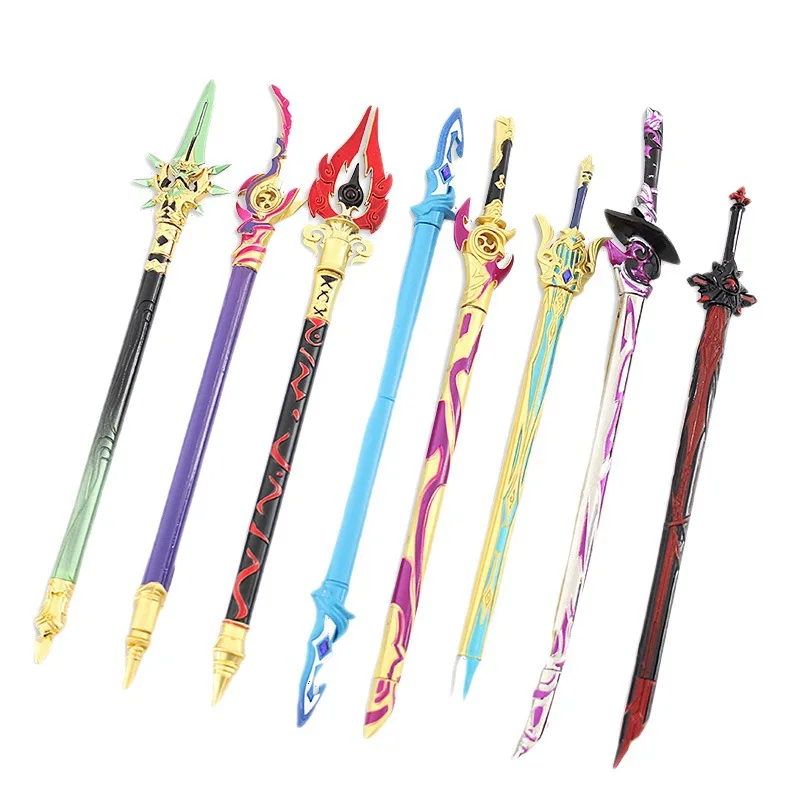 Stylo épée de jeu Genshin Impact Cosplay, modèle d'armes, Tartaglia, stylos à encre noire en métal, accessoires de papeterie, stylo d'écriture, Collection cadeaux