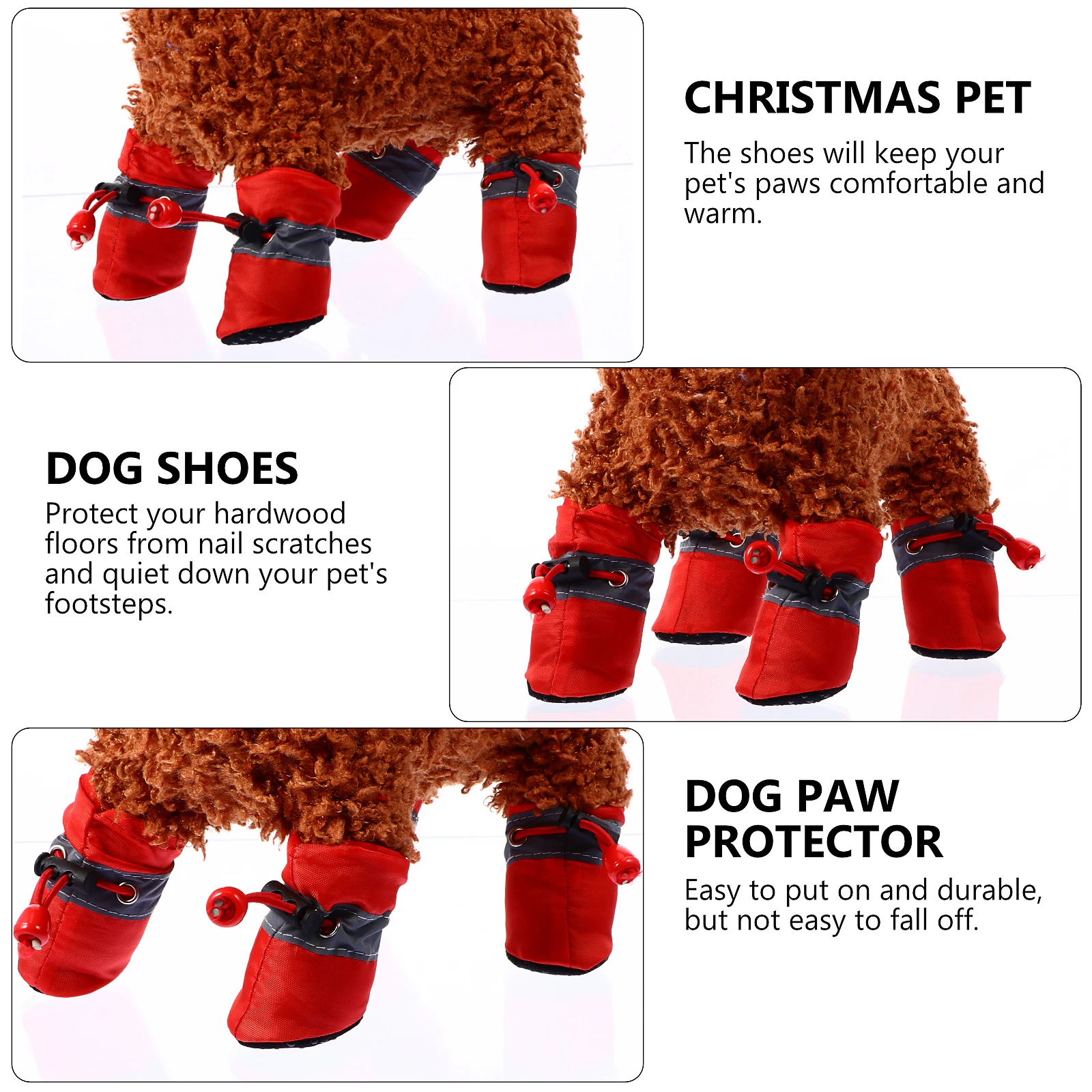 

4pcs Dog Shoes Christmas Socks Waterproof Boots for Small Dogs Cats Paw Protector Anti Slip Soft Comfortable Warmth Cold Floor