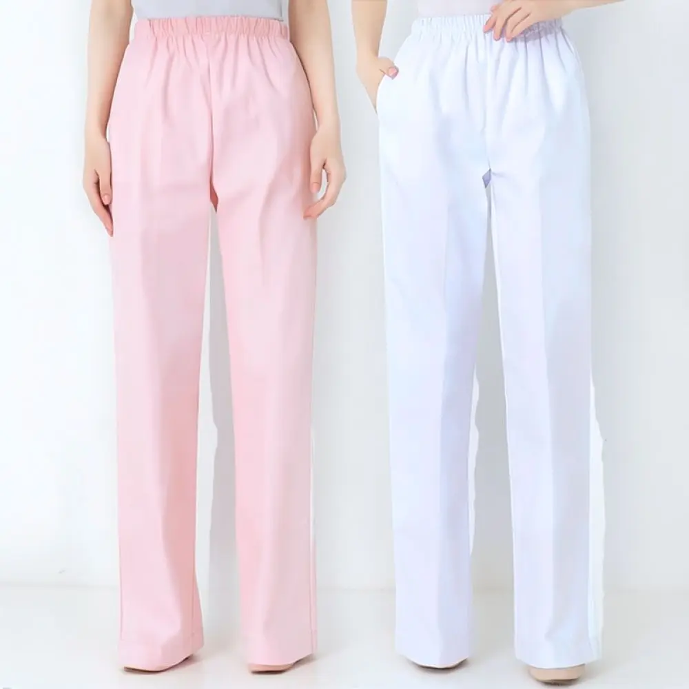 Plus Size Medical Scrub Trousers Loose Fit Elastic Waist Scrub Pants For Healthcare Workers Beauticians Staff