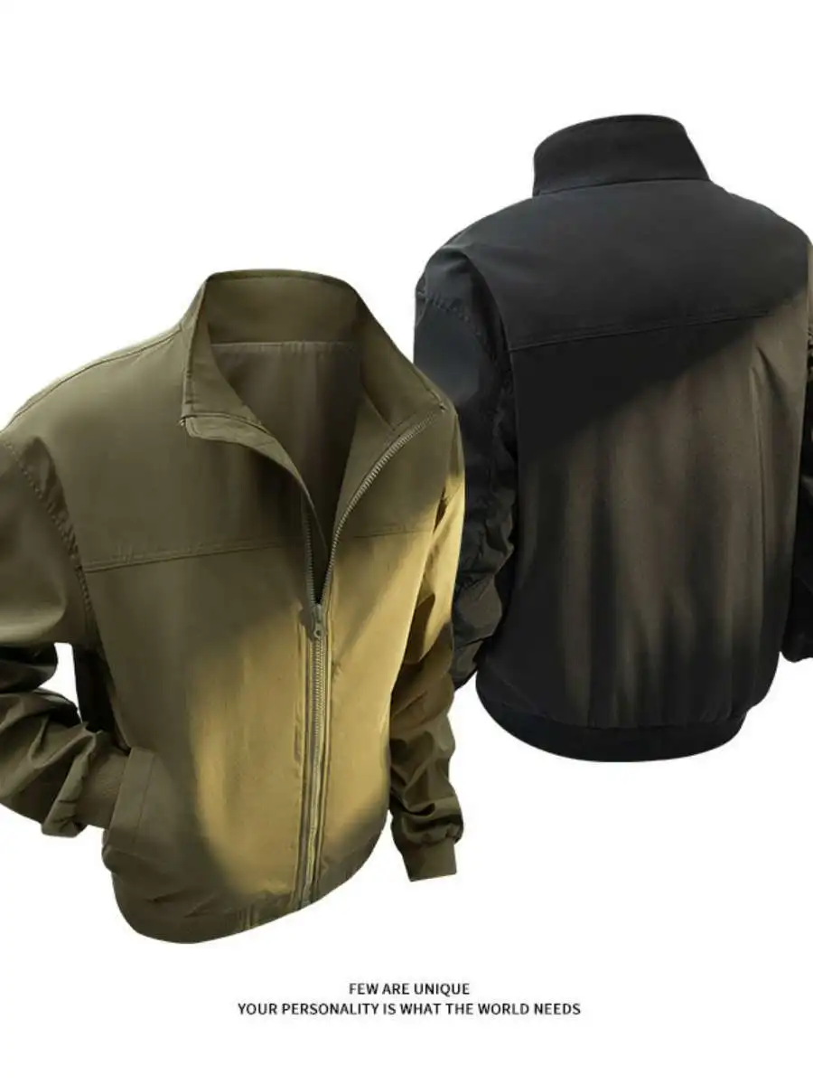 

Men's Casual Stand Collar Jaet Autumn New Sle Versatile Loose Faionable Outerwear Korean Version Cotton Blend Fabric