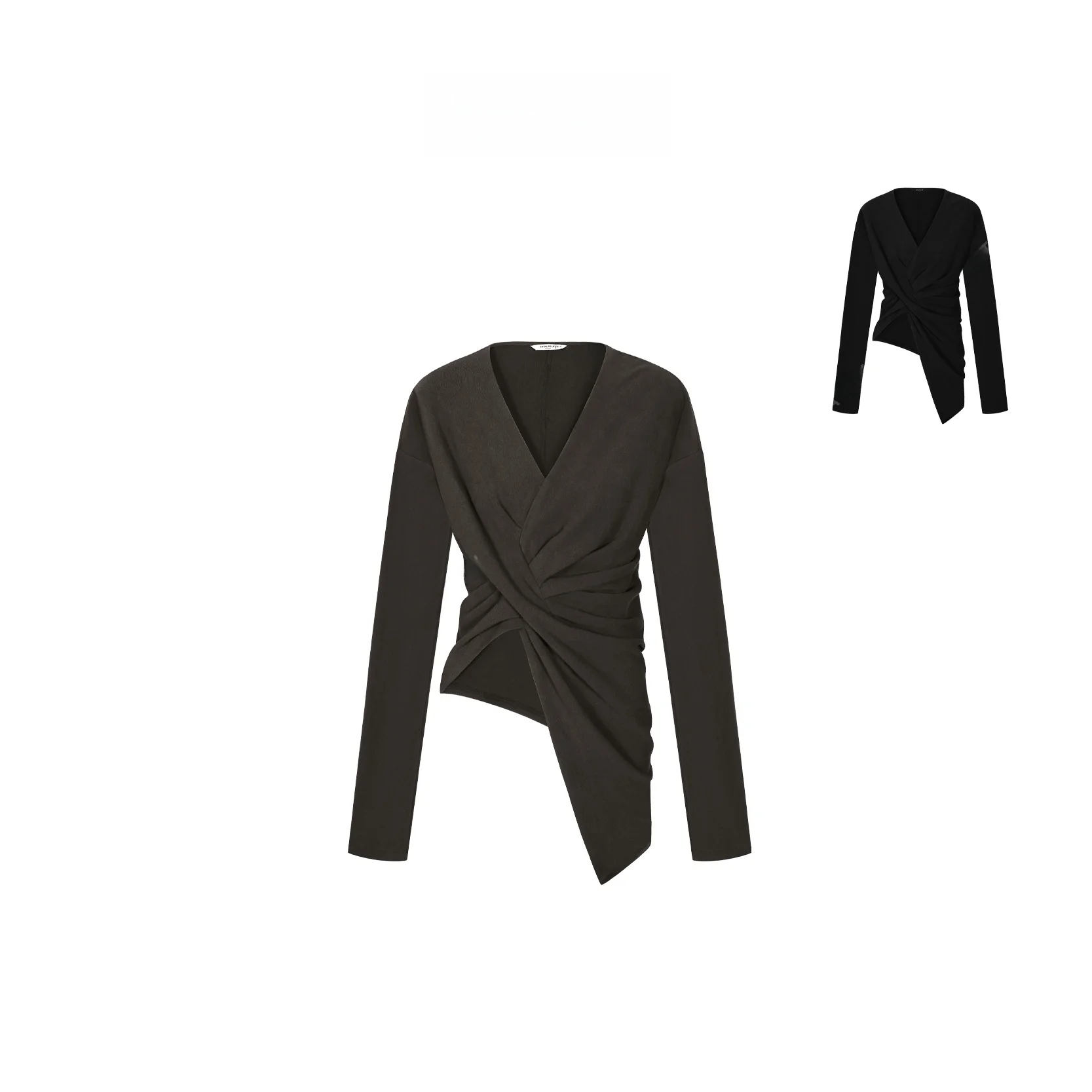 

Асимметричный вязаный топ с узлом, женский повседневный лонгслив из смесового хлопка и полиэстера, другие ткани