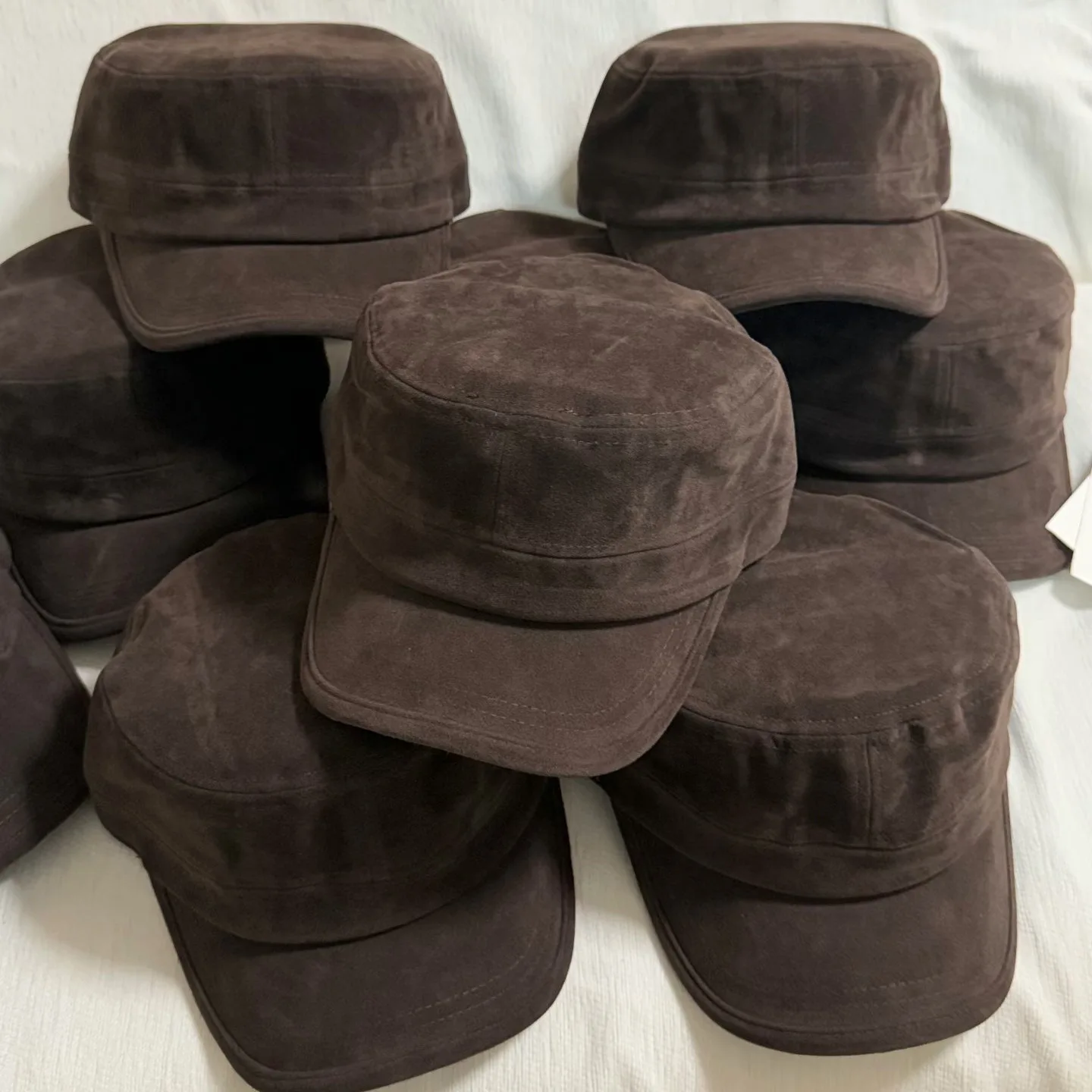 Vintage Suede Military Cap Thermal Warm Flat Top Army Hat Retro Cadet Cap Unisex Casual Headwear for Men Women Autumn Winter