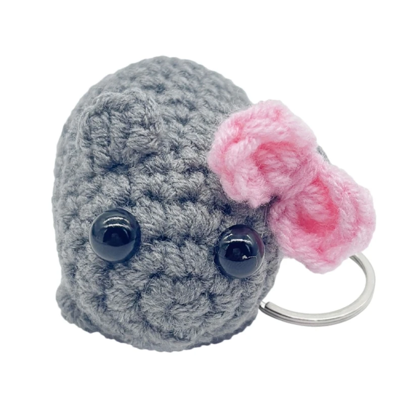 Soft Crochet Sad Hamster Key Holder with Musical Feature for Stress Reduction