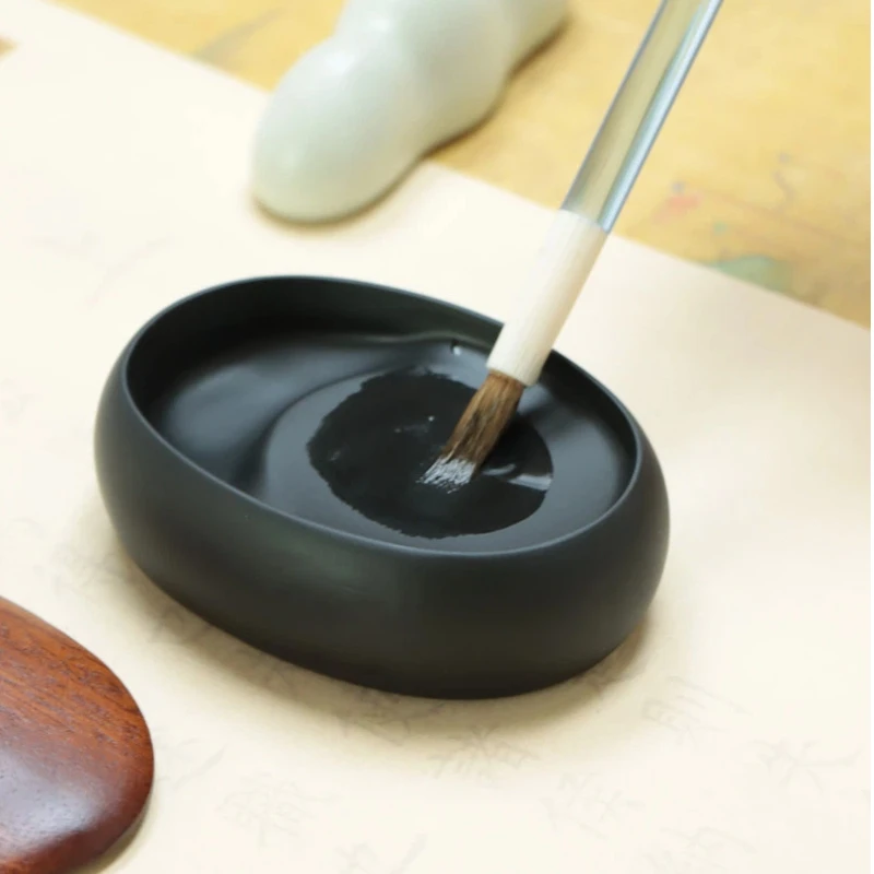 She Inkstone with Lid Antique Chinese Ink Stone for Calligraphy Writing and Traditional Painting Practice Natural Rock Inkstone view 6