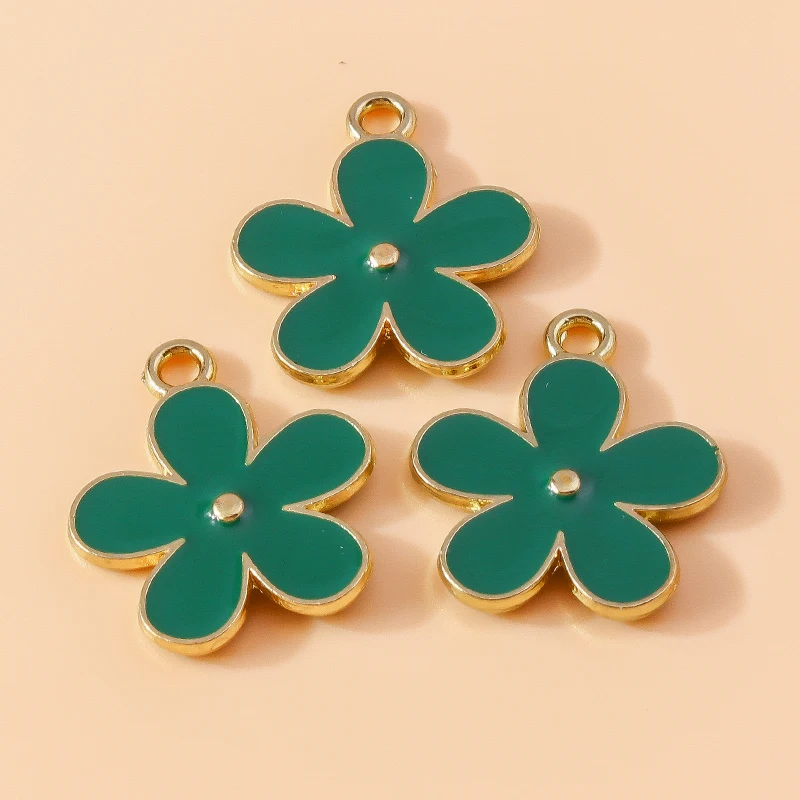 20 Stück niedliche, gemischte grüne Emaille-Blumenanhänger für die Schmuckherstellung, zum Basteln von Ohrringen, Halsketten, Armbändern und anderen Accessoires. – Detail 17