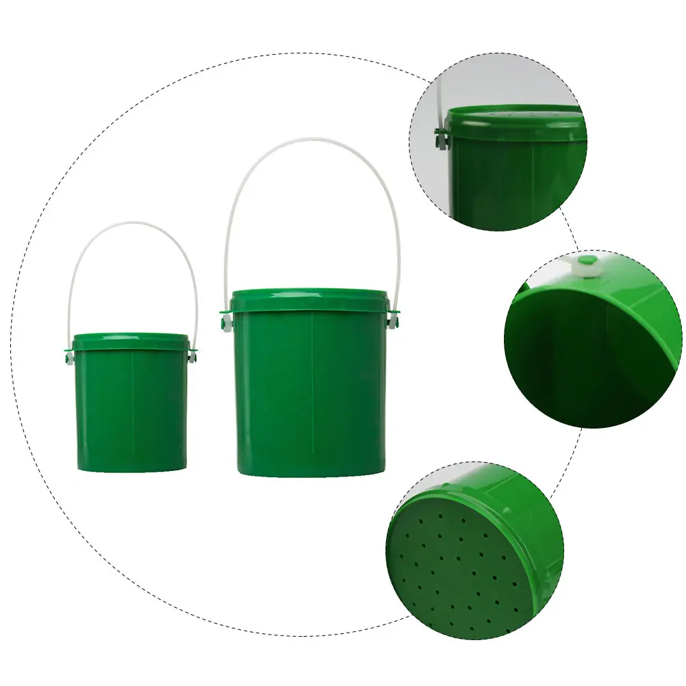 

2 Pcs Fishing Bait Barrel Worm Carrier for Live Containers Worms Feeder Bucket Holders Green Buckets Storage