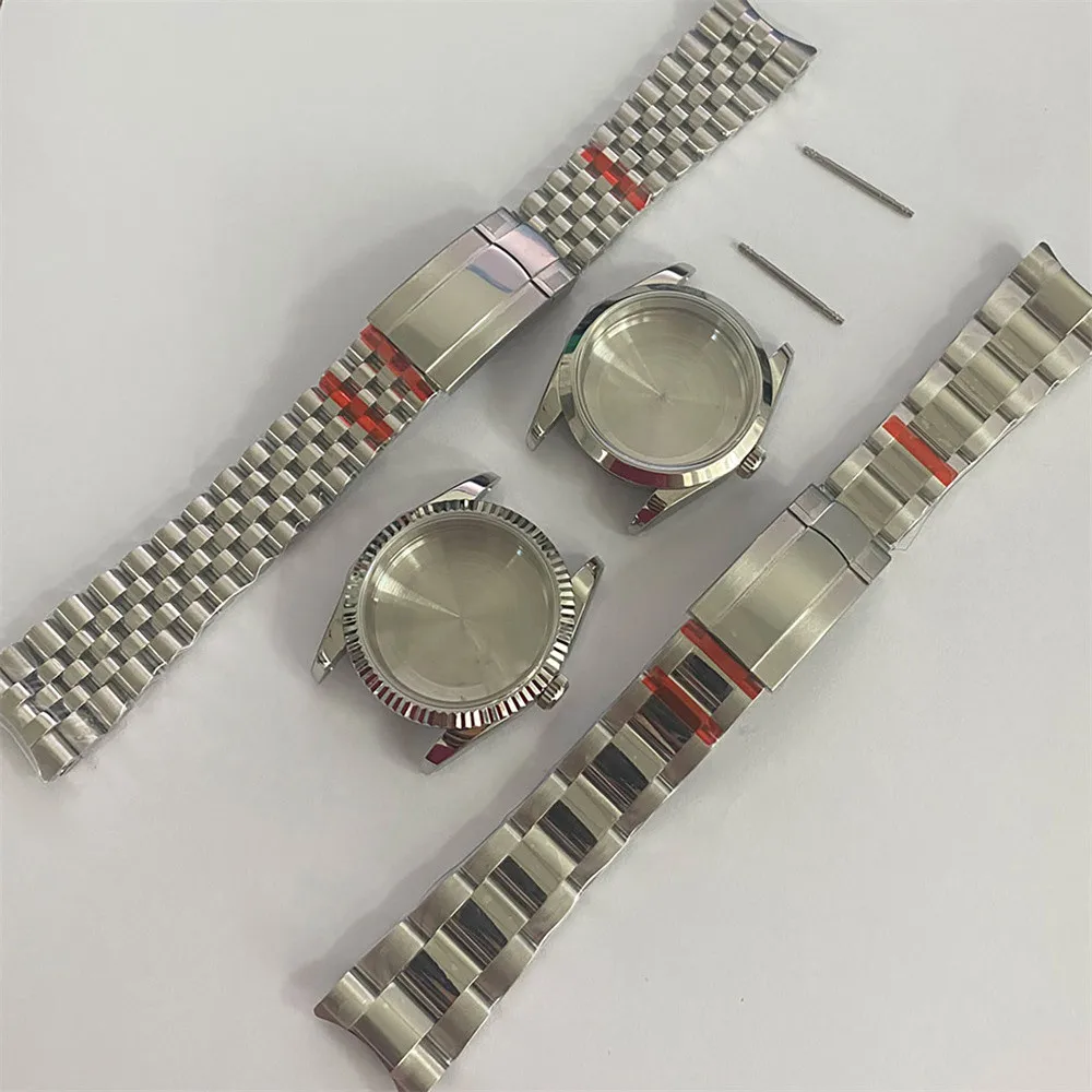 

35.5MM Datejust Watch Case Jubilee/ Oyster Strap Fluted/ Incline Bezel Sapphire Glass for NH35/NH36/4R Movement Accessories