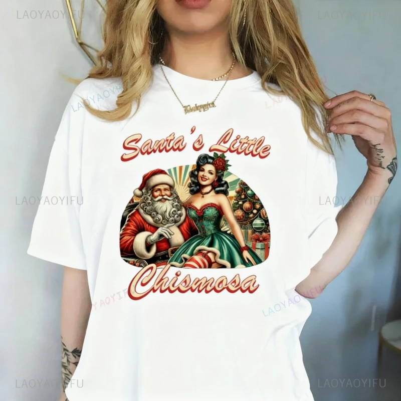 قميص سانتا ليتل تشيزموسا لاتينا النادي الاجتماعي البلوز المكسيكي عيد الميلاد مضحك الجرافيك المحملة LatinX عطلة Teetshirt الشارع الشهير