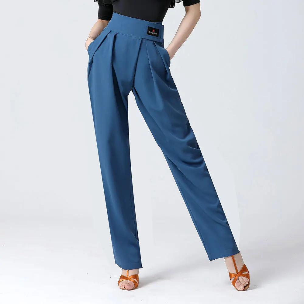 2026 Modern Dance Pocket Pants Women's High Waist Jump National Standard Friendship Dance Pants Latin Loose Pant