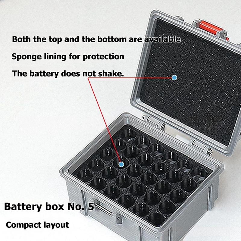 DT23 Battery Organizer Storage Case, AA for AAA Battery Holder Compact Box, for Camping Travel Home Organization, Waterproof
