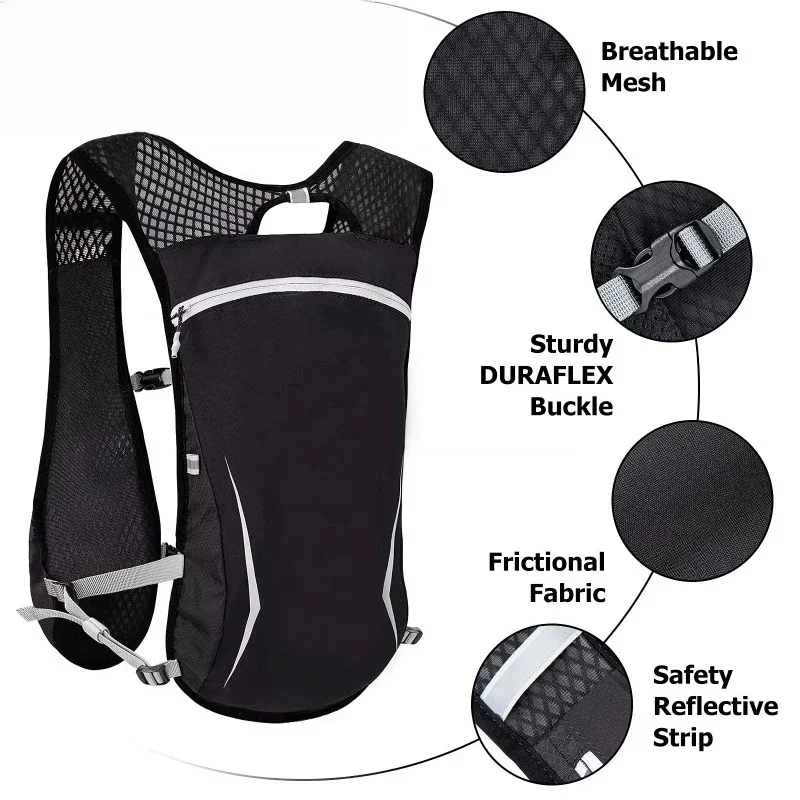 Men's and Women's 5L Outdoor Lightweight Hydration Backpack Off-Road Running Vest Bike Hiking Marathon