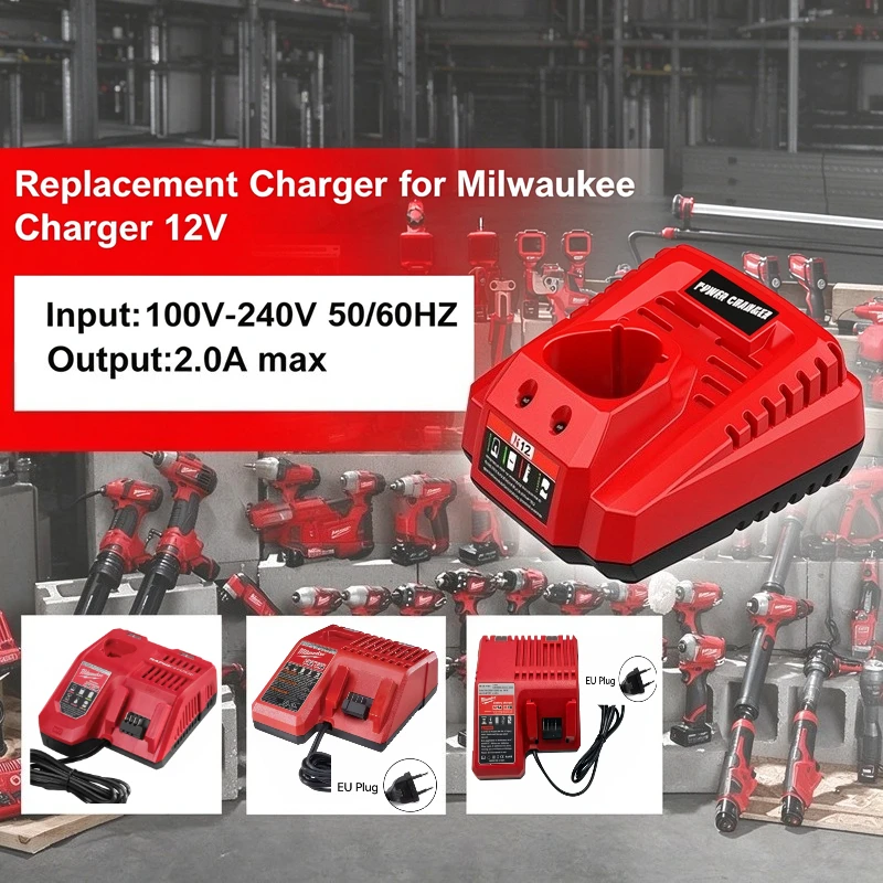 Milwaukee M12-18FC Multi Voltage Charger,Compatible M12 M18 48-11-1880,48-11-2460,48-59-1803 Milwaukee Fast Recharge Battery - view 5