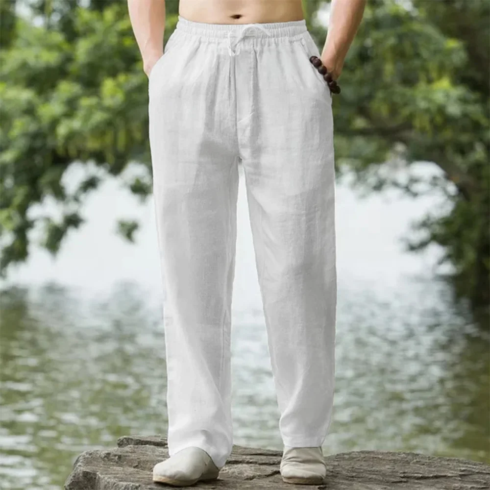 Männer Strand Hosen Jogger Streetwear Baumwolle Leinen Jogginghose Casual Hosen Hawaiian Urlaub Lose Sommer Lange