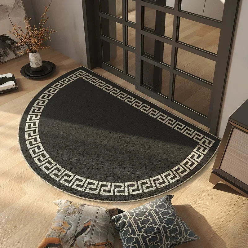 New Chinese Style Semi Circular Door Mat Non Slip Wear Resistant Porch Rug For Kitchen Bedroom Living Room Home Decor
