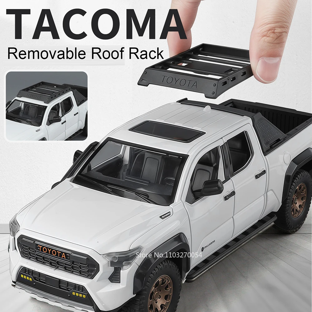 Tacoma Land Cruiser 80 de aleación 1:24, modelo de juguete fundido a presión, puertas de coche, sonido abierto, luz, vehículos en miniatura, regalo de Navidad para niño