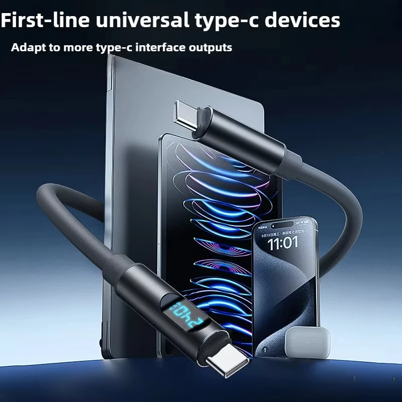 240W Type-C Cable Super Charge Digital Display Cable 480Mbps High-Speed Data Transfer & PD Charging for iphone 15 16 17, Laptop
