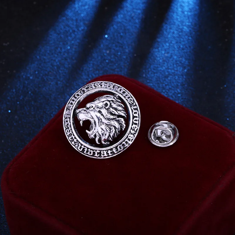 Vintage Löwenkopf Broschen Runde Tier Anstecknadeln für Männer Anzug Hemd Kragen Abzeichen Luxulry Schmuck Accessoires Geschenke – Detail 3
