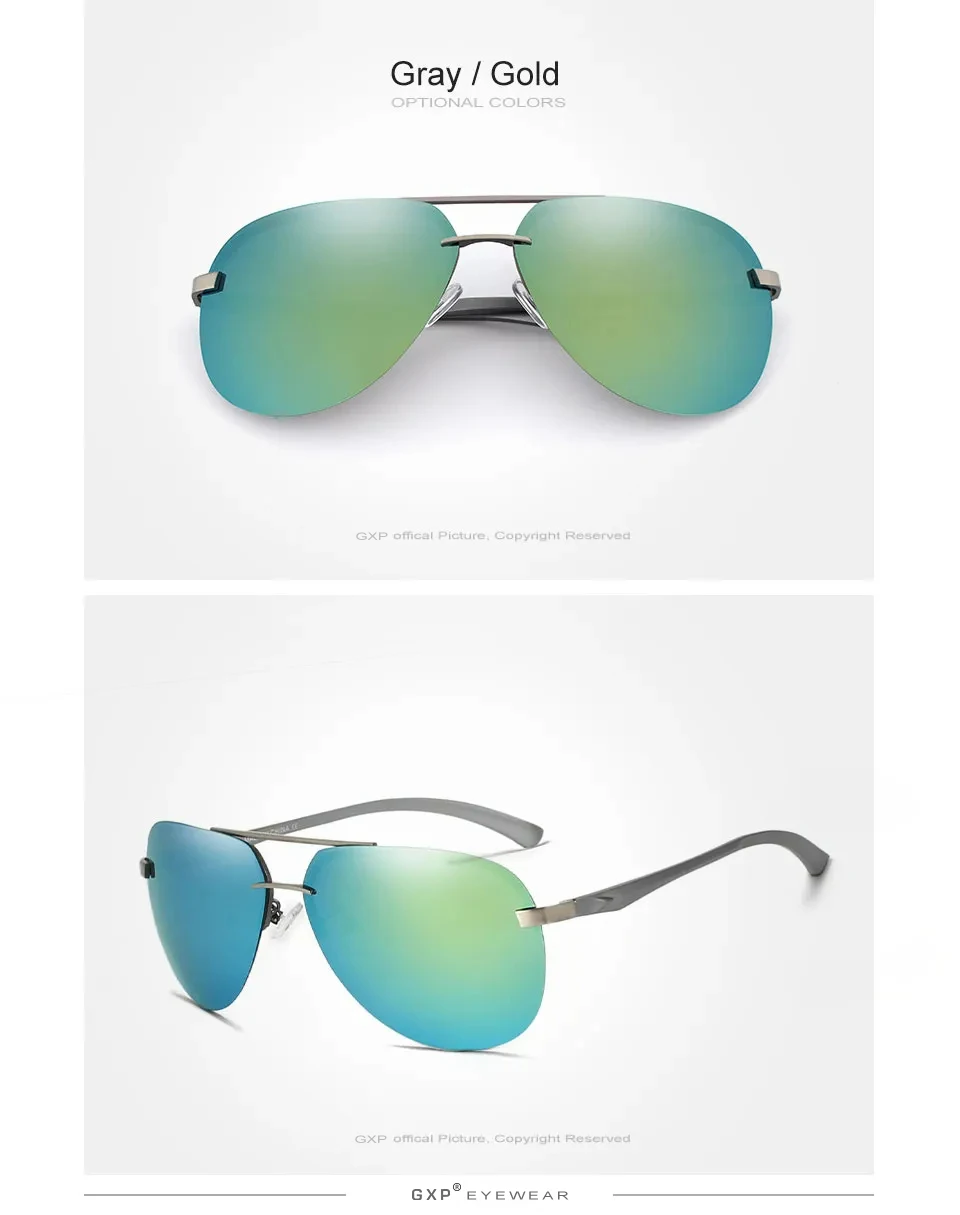 GXP Pilot Randlose Sonnenbrille Polarisierte UV400 Anti-reflexion Trendy Fahren Gläser Frauen Retro Ultraleicht Outdoor Brillen – Detail 10