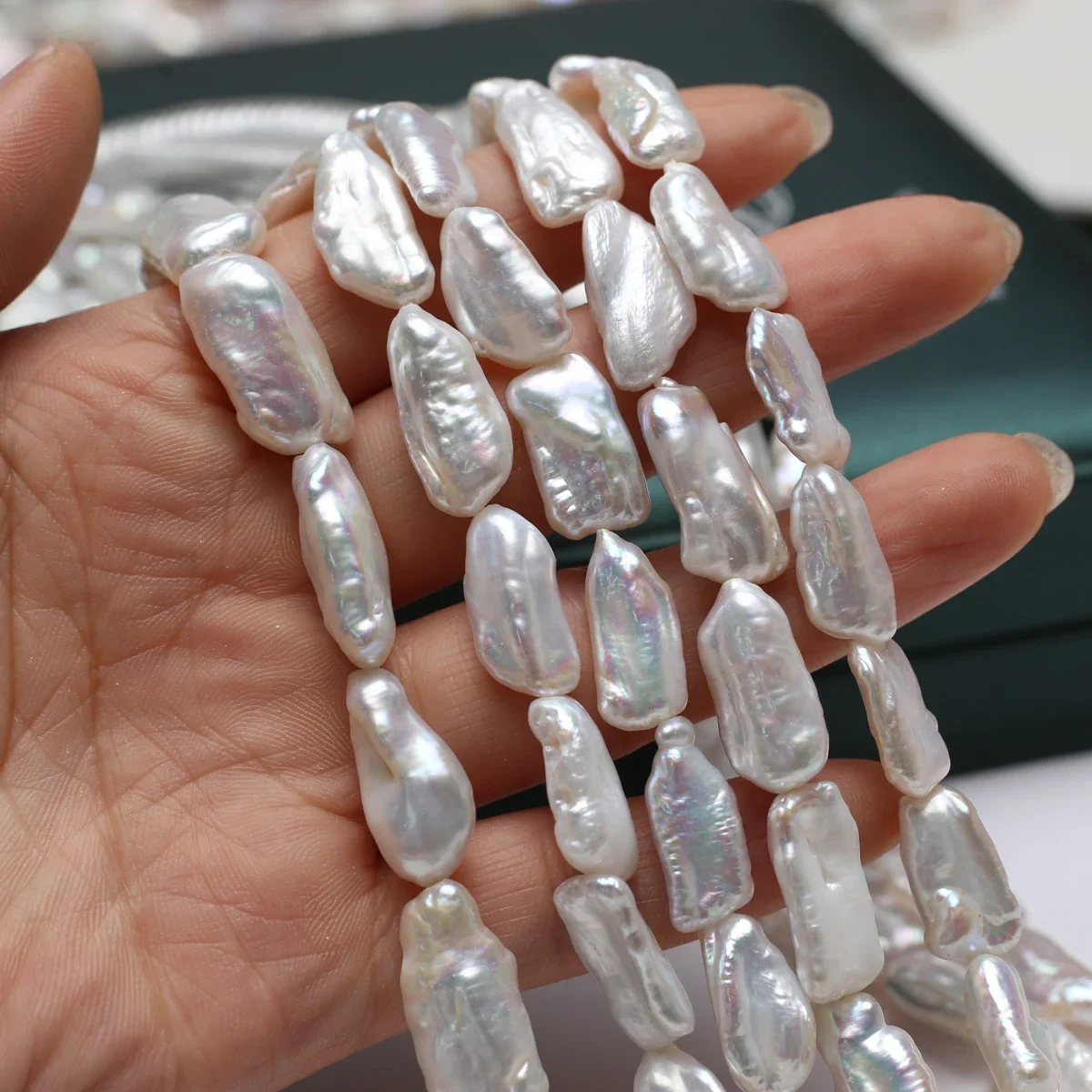 

7x18-8x20mm4A Luminous Natural Freshwater Pearl Baroque Pipa Fine Bead Women Gift Jewelry Make DIY Necklace Bracelet Accessories