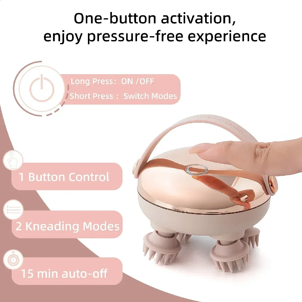 Head Massage Instrument Rechargeable Head Massager Scalp Stress Relax Body Massage Waterproof Handheld Hair Scalp Massager