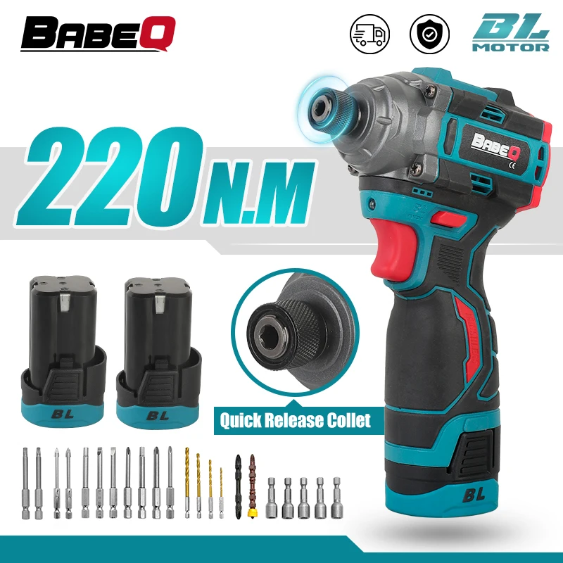 

16.8V Brushless Electric Screwdriver 220N.m Max Torque 3 Speed Cordless Impact Drill Li ion Battery for Heavy Duty Repair Tools
