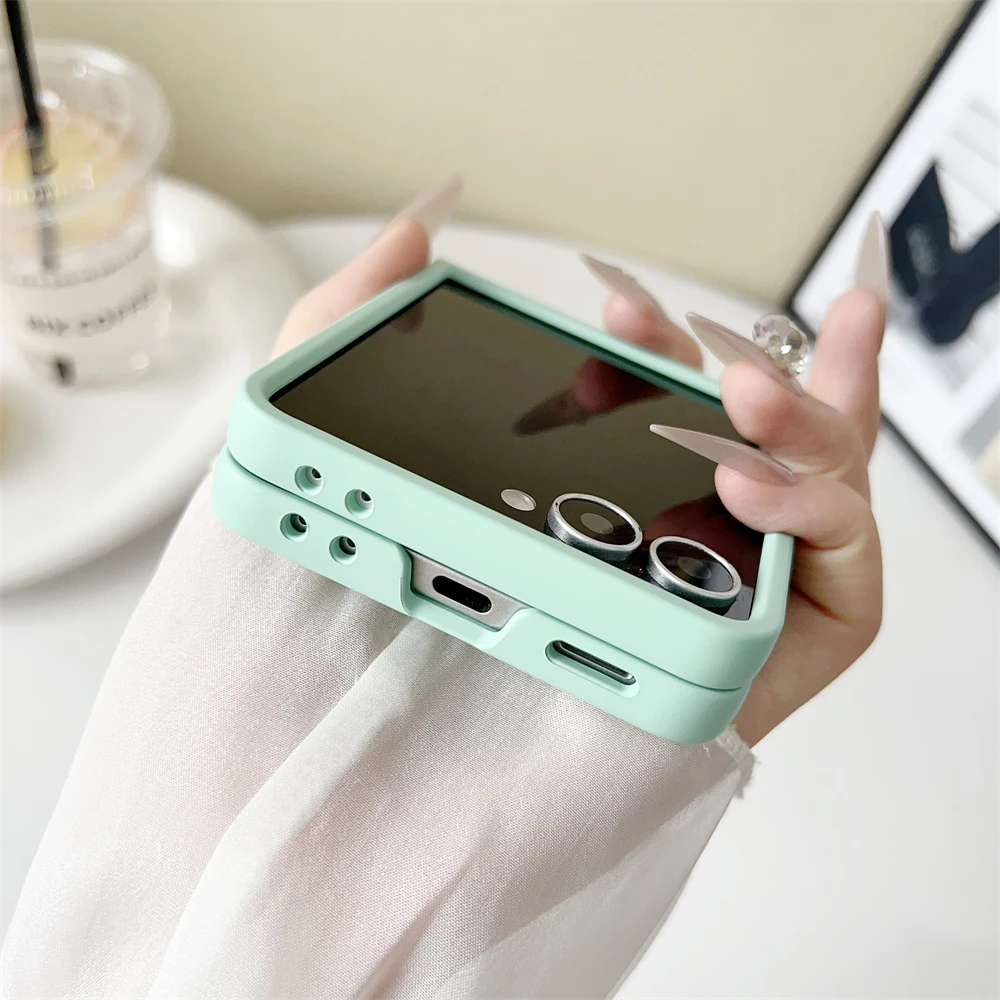 Original Liquid Silicone PC Phone Case Samsung Galaxy Z Flip 7 8 6 5 4 3 Matte Skin Shockproof Candy Colors Soft Cover Z Flip7 - view 6