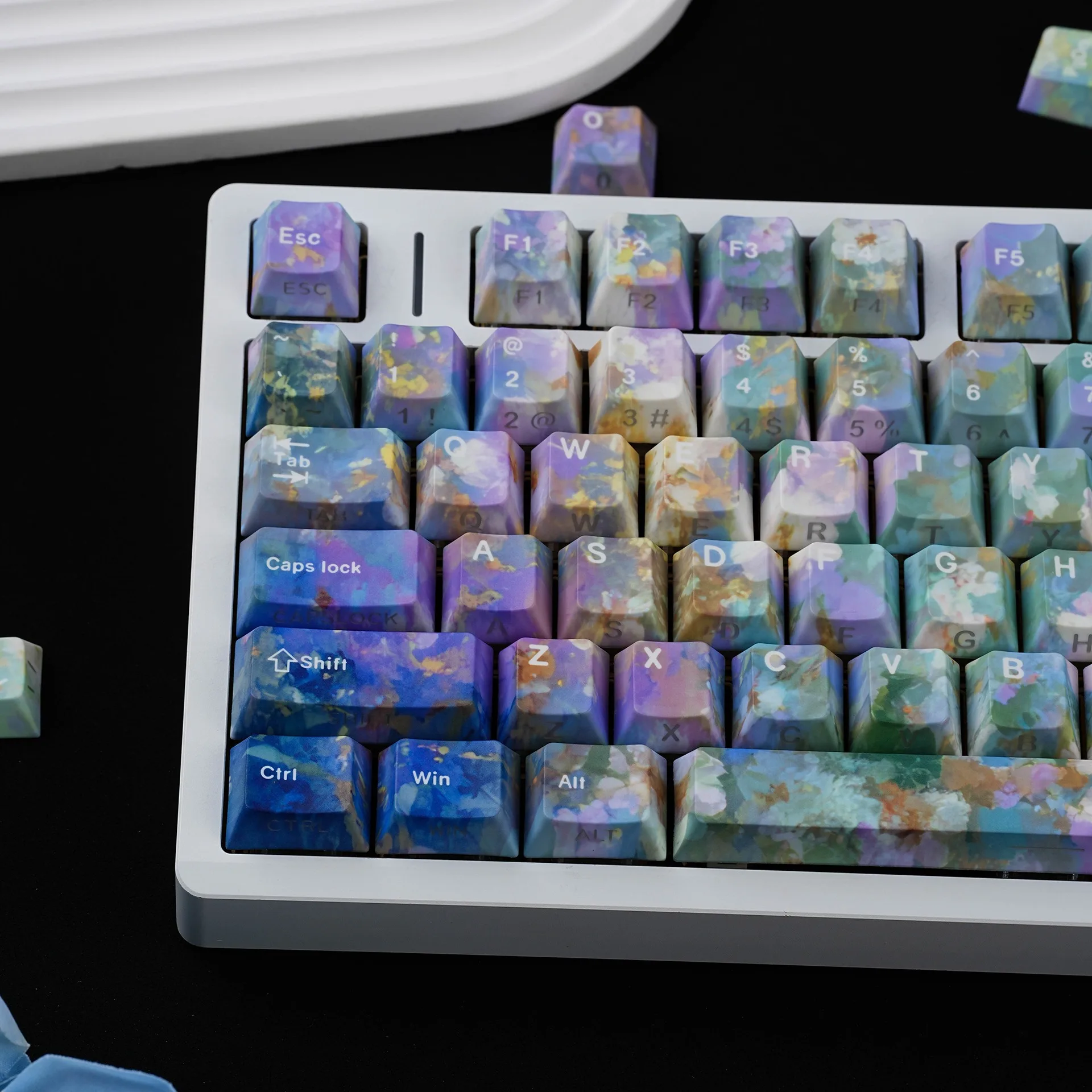 Mechanical Keyboard Flower Side Printed Keycaps Hebrew Korean Russian Spanish French German UK Cherry Profile PBT Keycap ISO - view 5