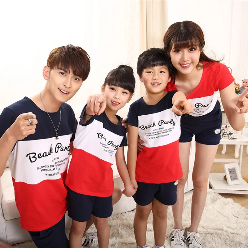 

Family Matching Outfits Summer Mum Daughter Dad Son Cotton T-shirt &Shorts Couple Matching Clothes Adults Kids Clothing Set