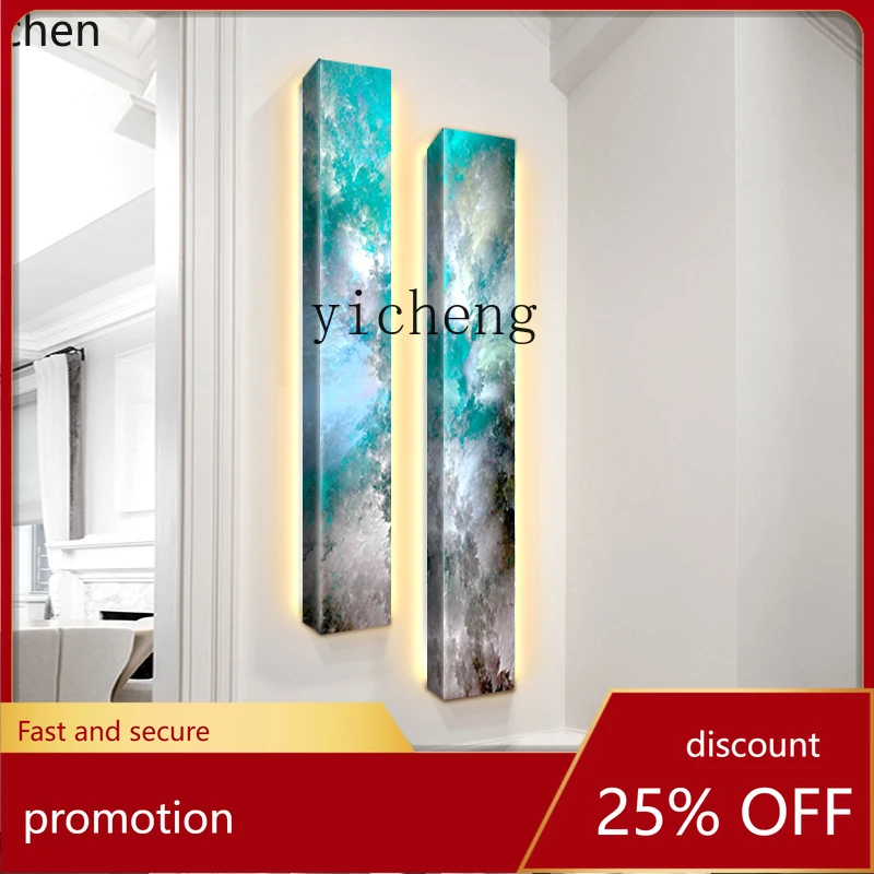 ZMLLight Luxury Modern Duplex Villa Staircase Narrow Long Strip Decorative Painting Vertical Abstract Luminous Painting