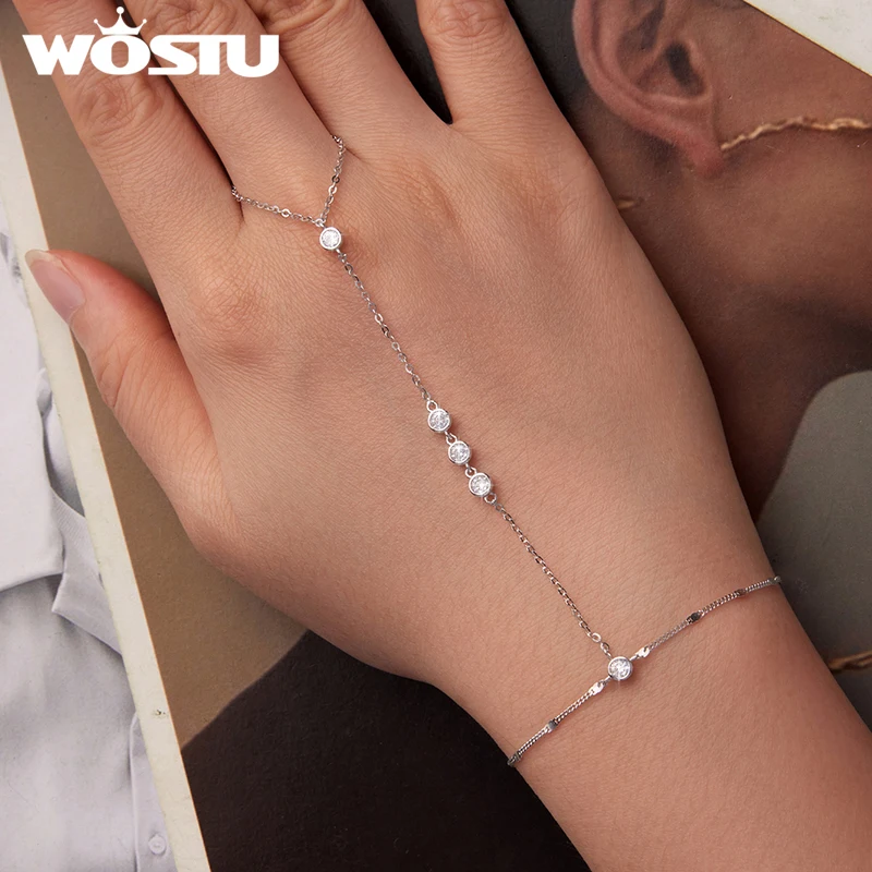 silver ring bracelet ブレスレット 925 Silver CZ Tassel Ring for Women - Adjustable Wedding Band