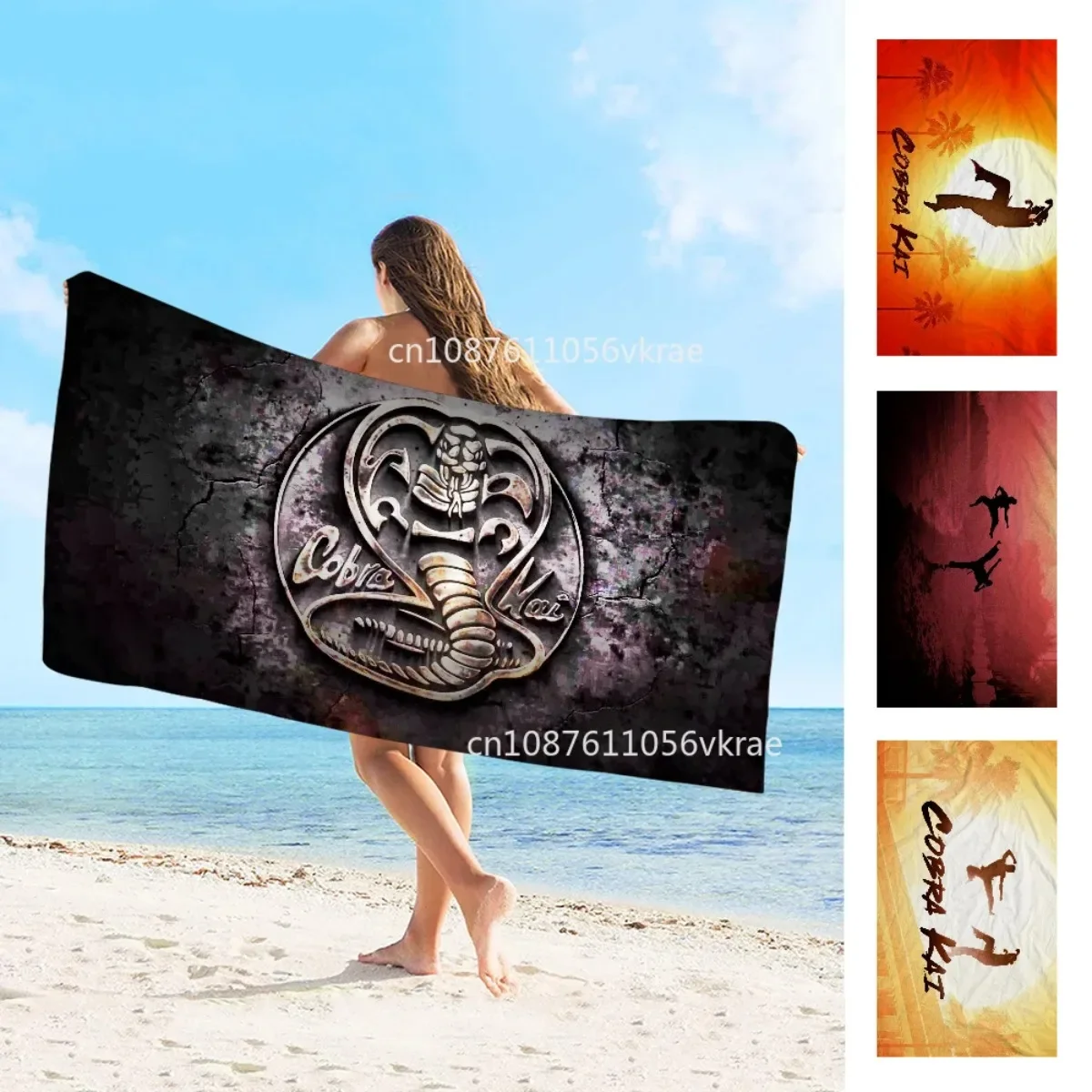 Cobra Kai Snake Towel Microfiber Beach Absorbent Quick dry Soft Yoga Swimming Resort Mountain Climbing Towel 130x80cm 52x32in