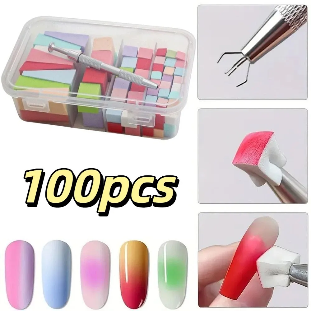 

Coloring Stamping Gradient Nail Sponge Set High Rebound Soft DIY Manicure Makeup Sponge Nail Care with Grabbing Pen