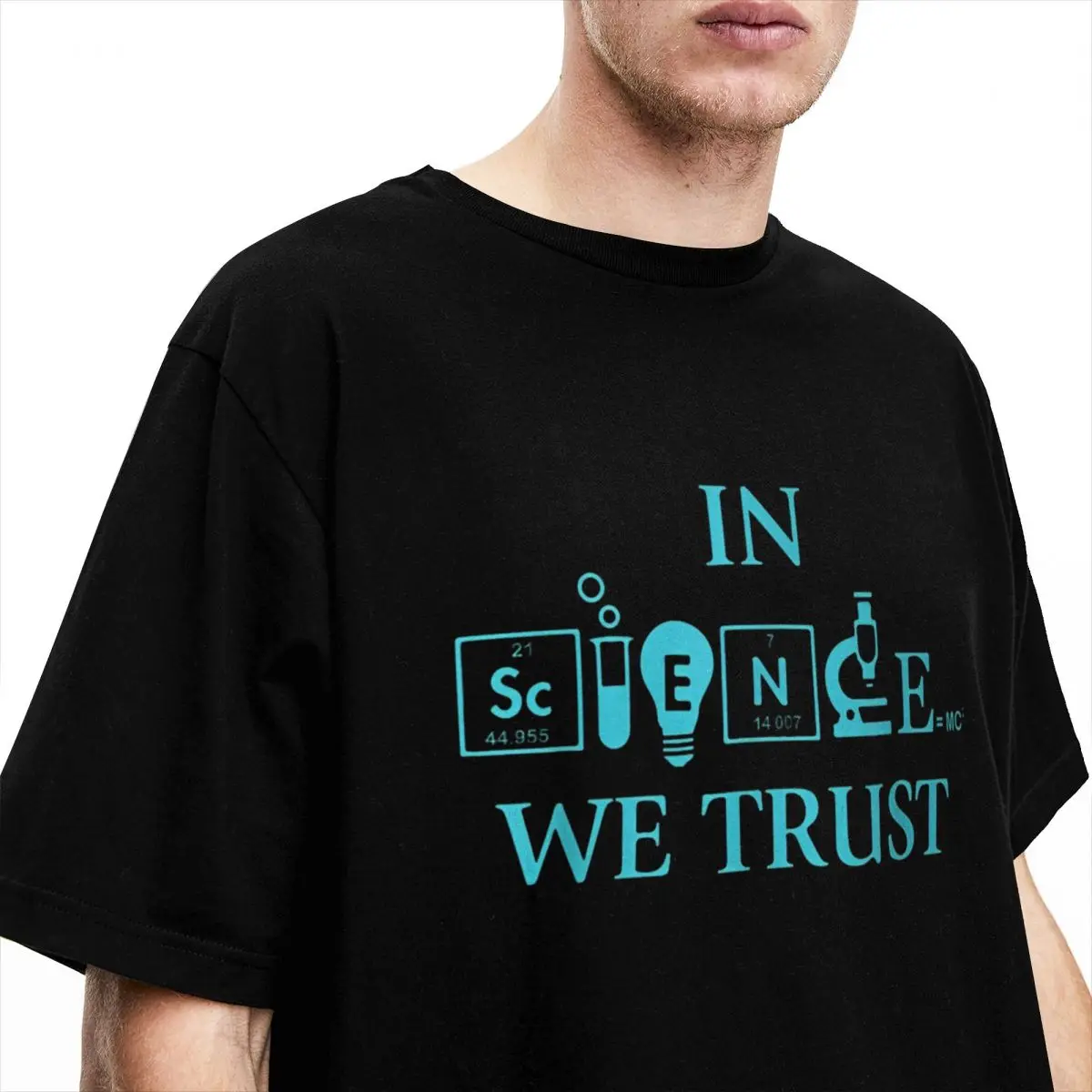 Funny Science In Science We Trust Scientists March Men\'s T Shirt Novelty Tees Chemistry Lover T-Shirt Pure Cotton Plus Size Tops