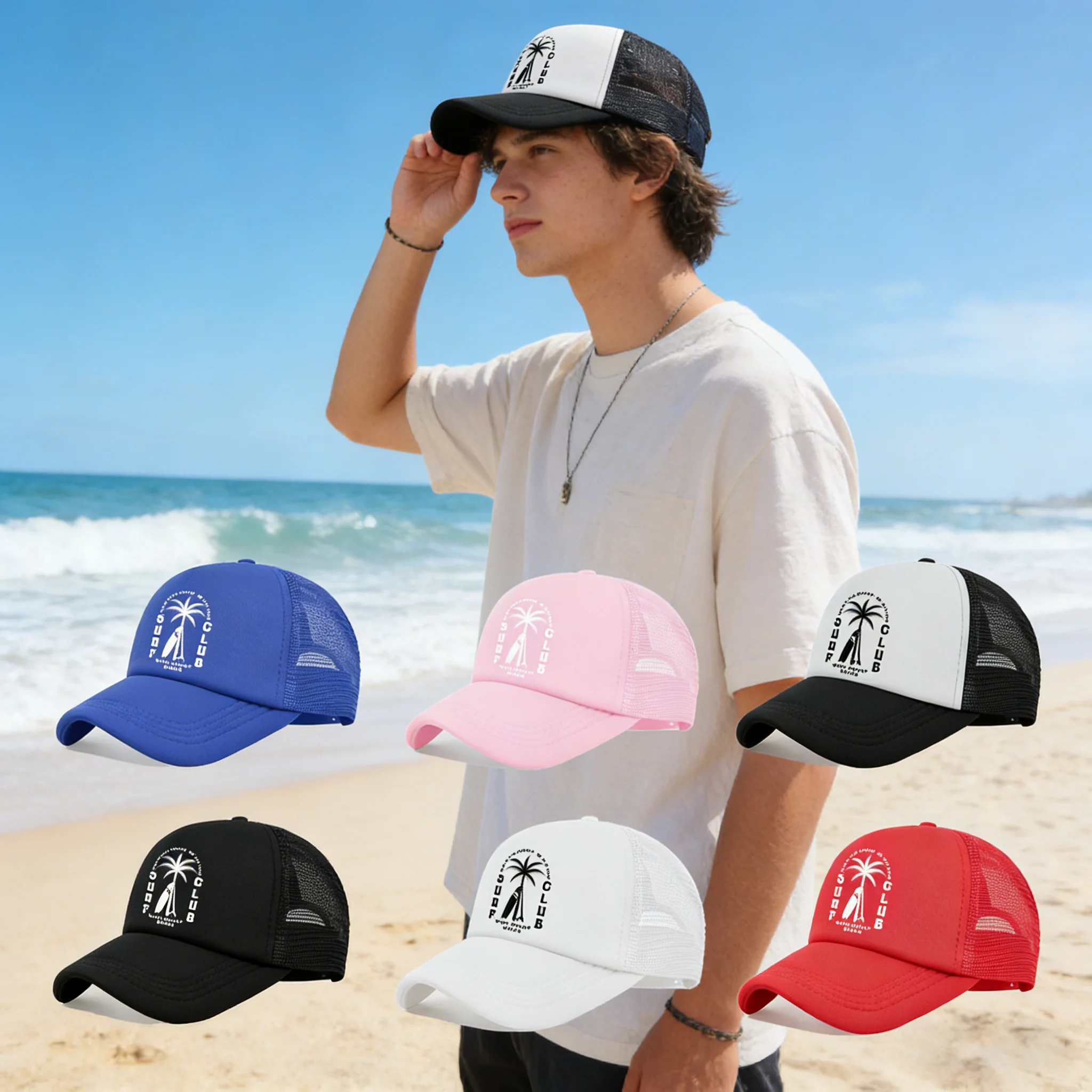 1PC breathable mesh cap! Surfing Club logo+adjustable head c