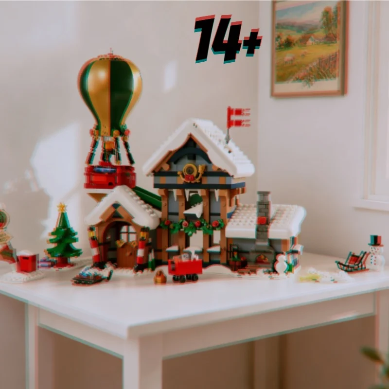 

2026 НОВЫЕ строительные блоки Moc, 1439 шт., модульные зимние почтовые кирпичи, архитектура, подарки на день рождения, Рождество, совместимые