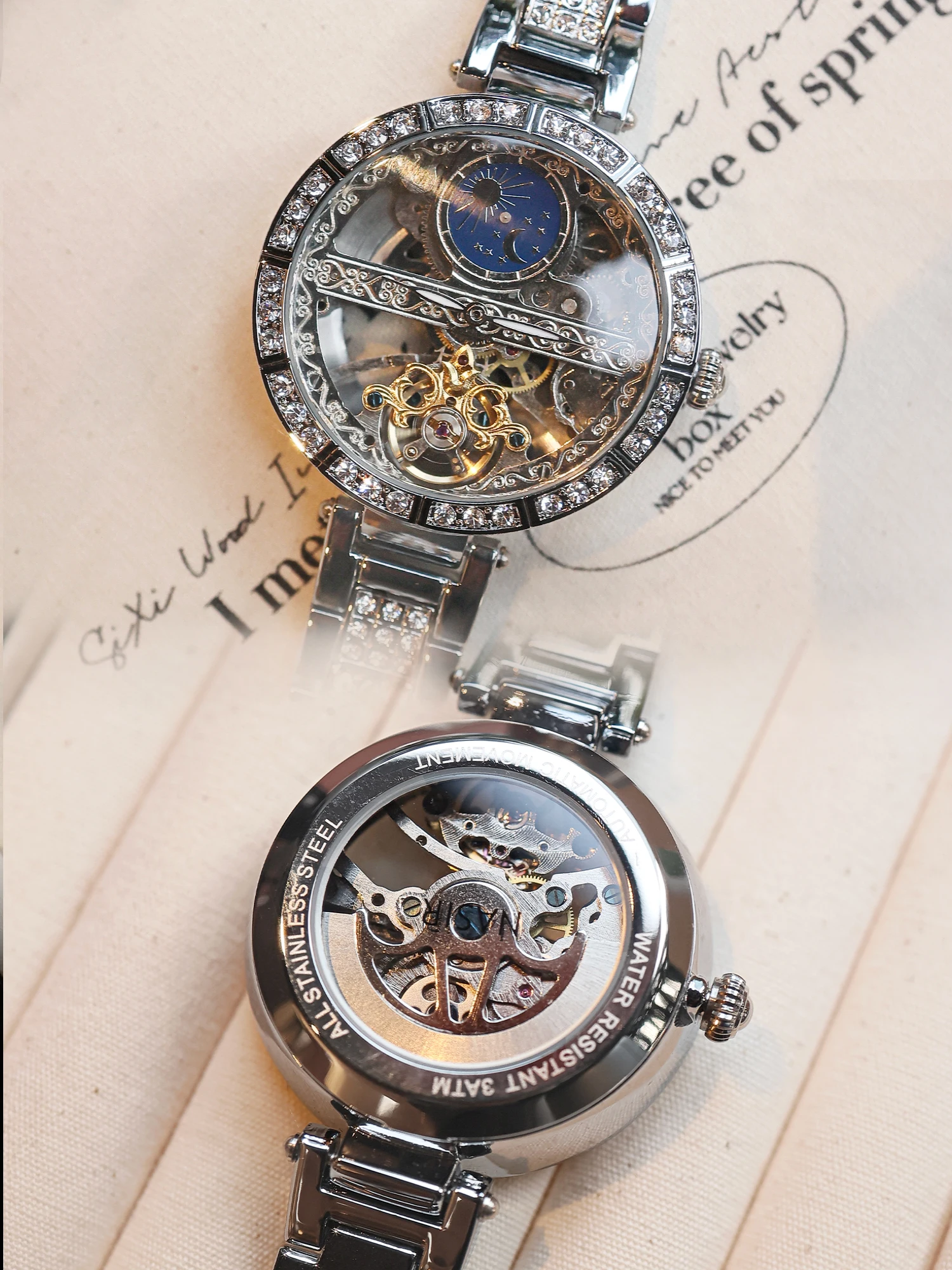 Fashionable Exquisite Sun, Moon and Stars Mechanical Watch Women's Machinery 2025 New High-value Girls Watch