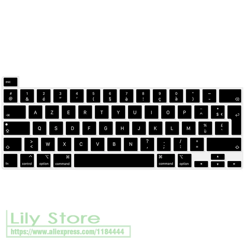 French AZERTY Keyboard Cover Skin  EU Version For MacBook New Pro 16 Inch 2019 With Touch Bar and Touch ID A2141 Color Silicone