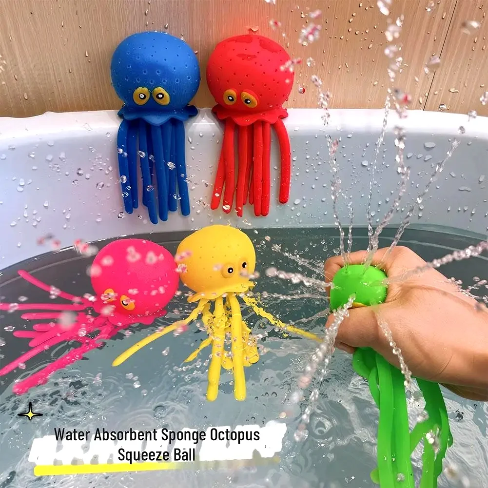 Baby Bath Toys Sponge Water Absorbing Octopus Squeezing Stress Relief Toys Summer Swimming Play Water Bath Toy for Children