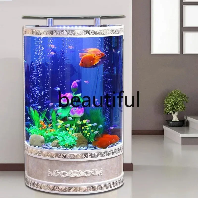 yj57 Semi-circular fish tank living room household medium and large European floor-to-ceiling water-free aquarium