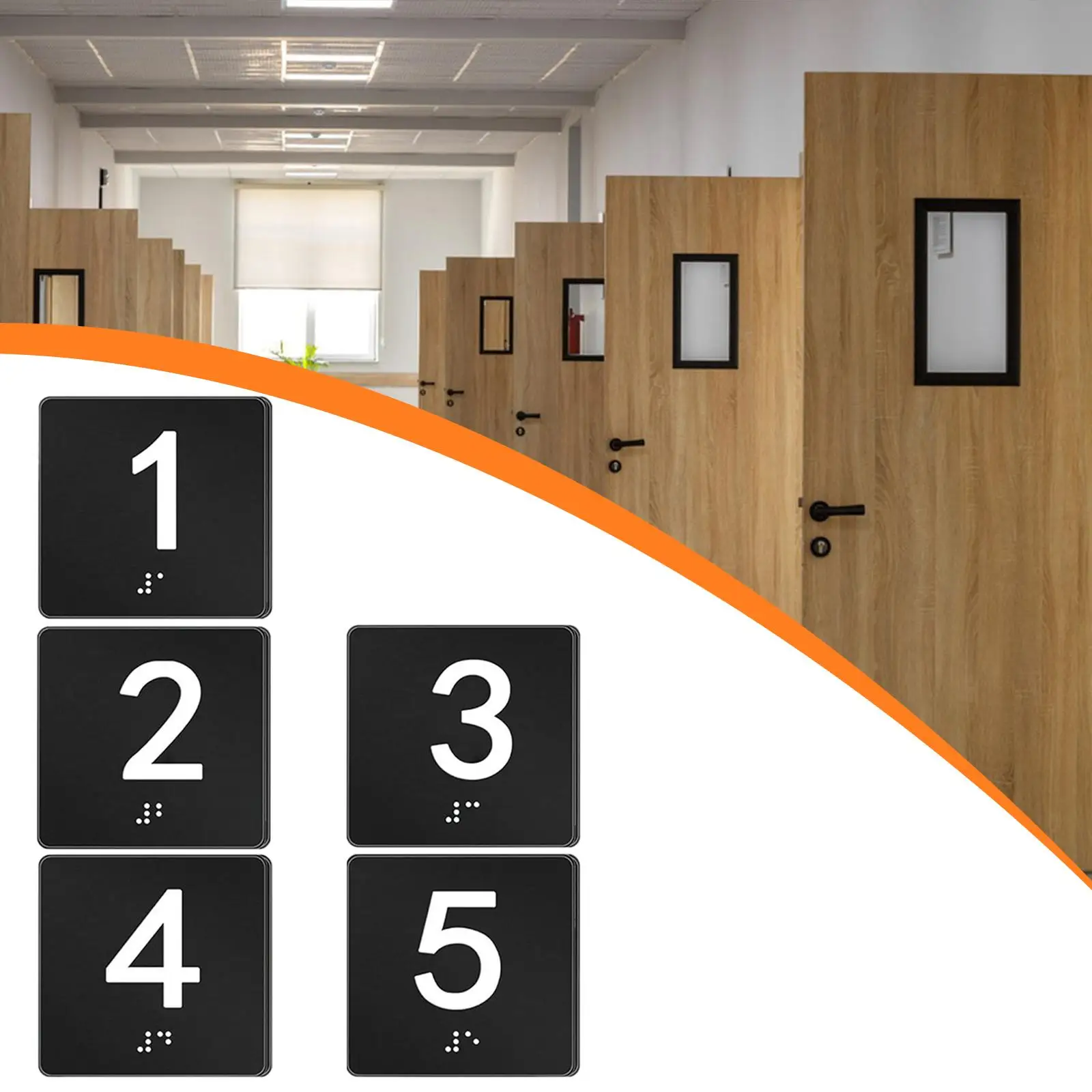Easy Install Exam Room Number Signs Sheet Metal Braille Tactile for Testing Centers School Office Doors